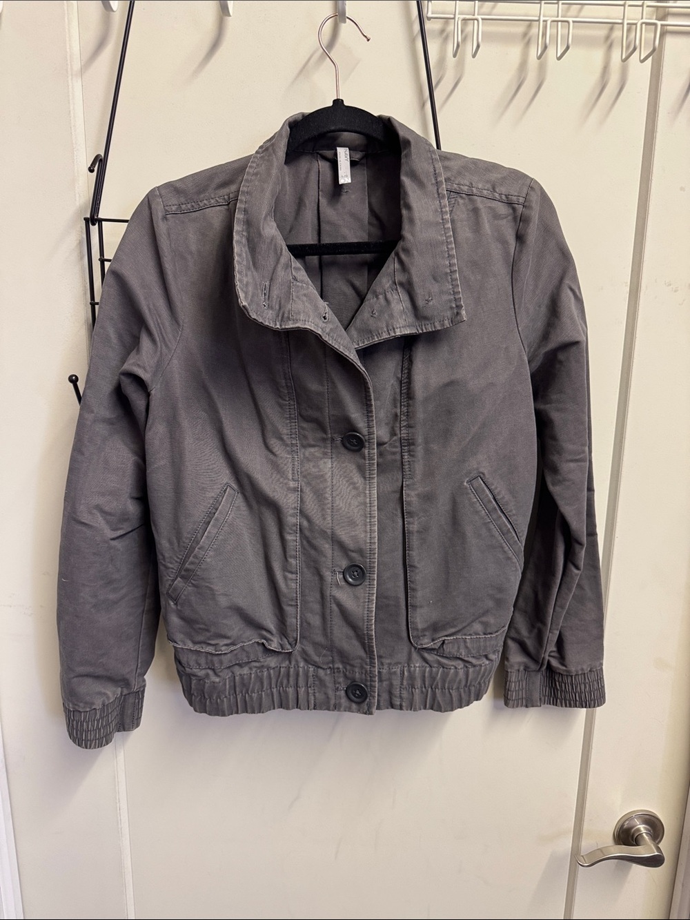 Old Navy Casual Gray Button-Front Women’s Canvas Jacket L